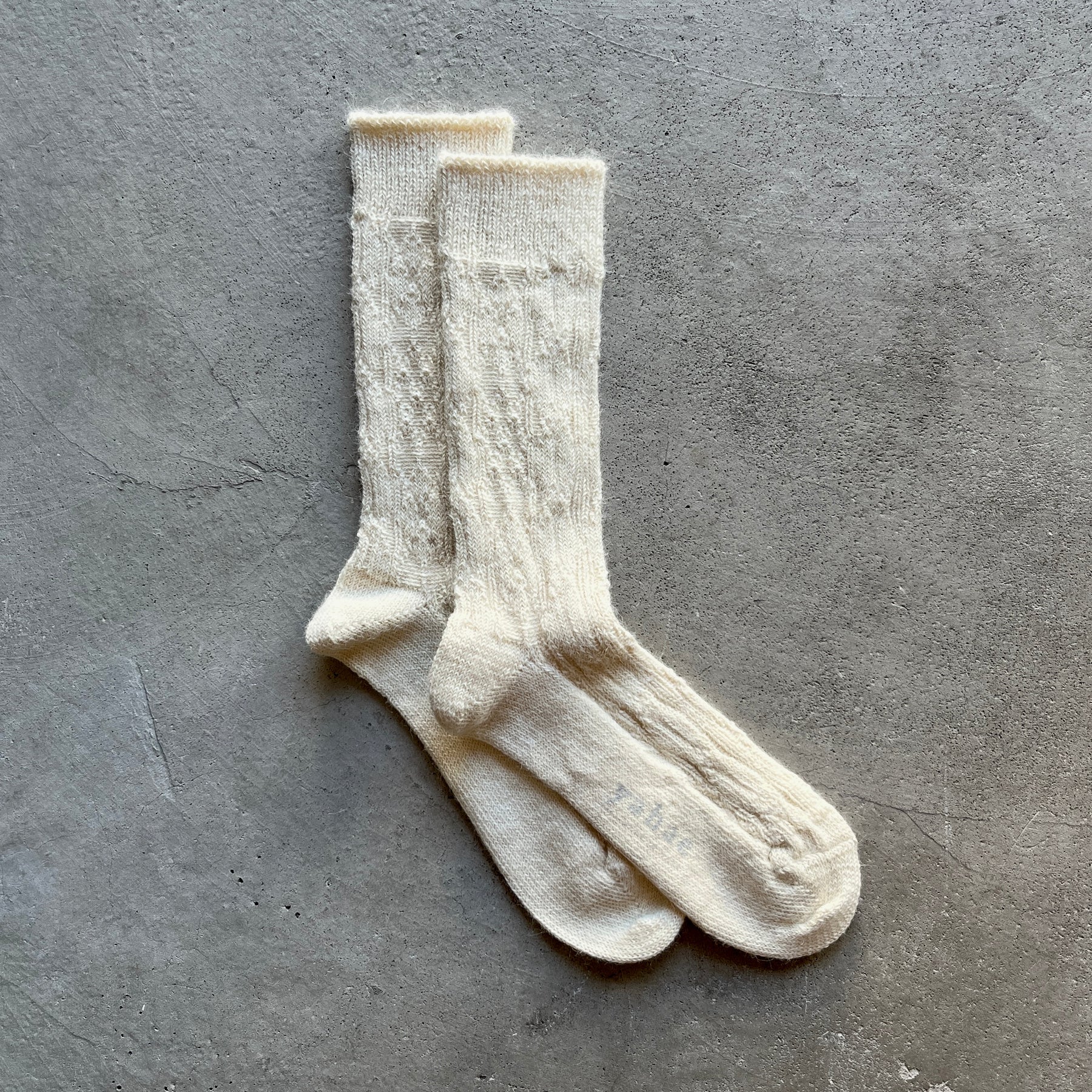 Alpaca Cable Pattern Socks in Natural