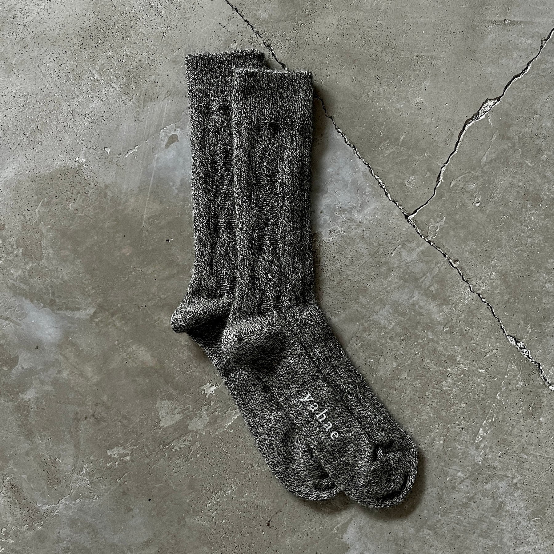 Alpaca Cable Pattern Socks in Grey