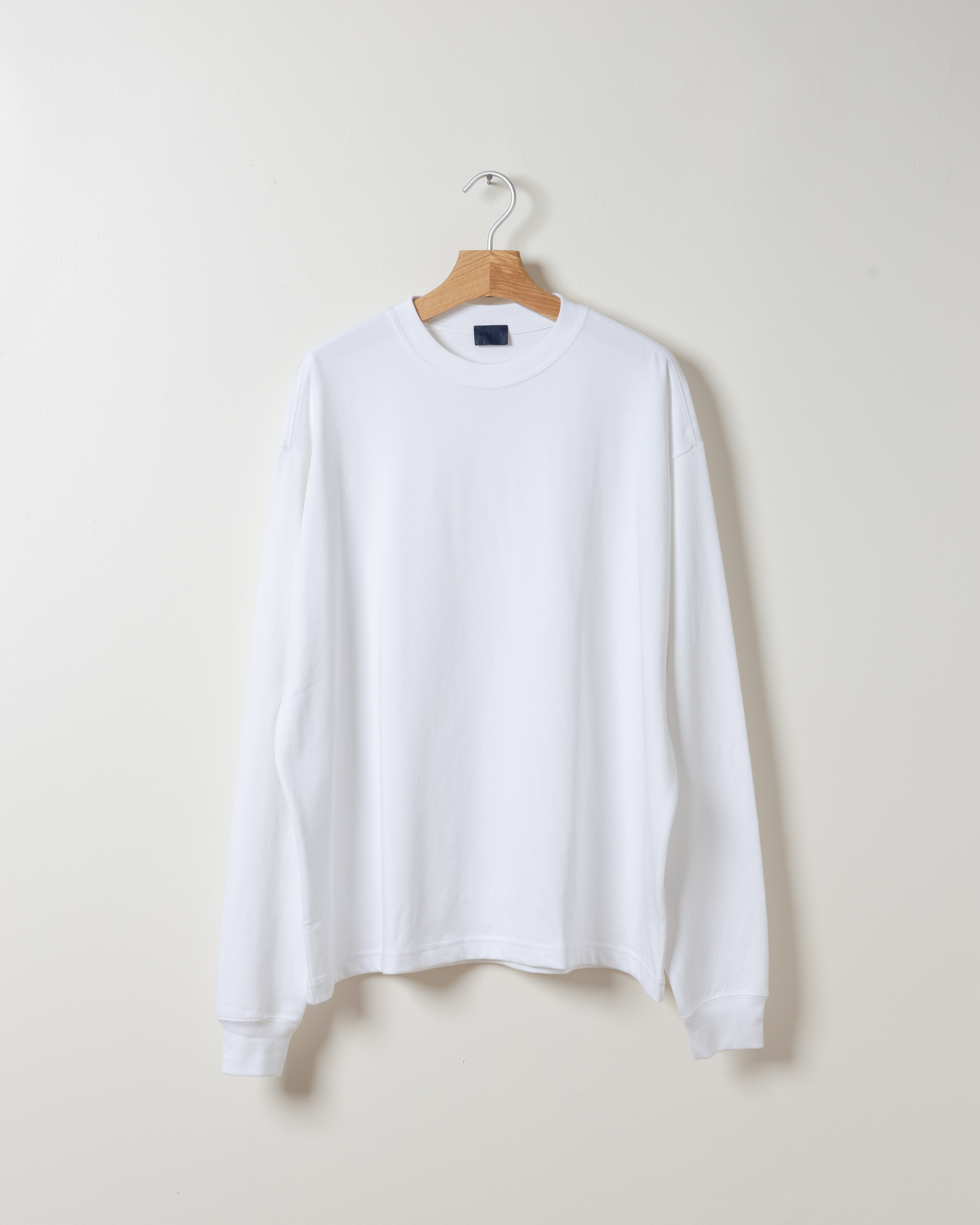 Pima Cotton Crewneck LS Tee in White – School of Thought